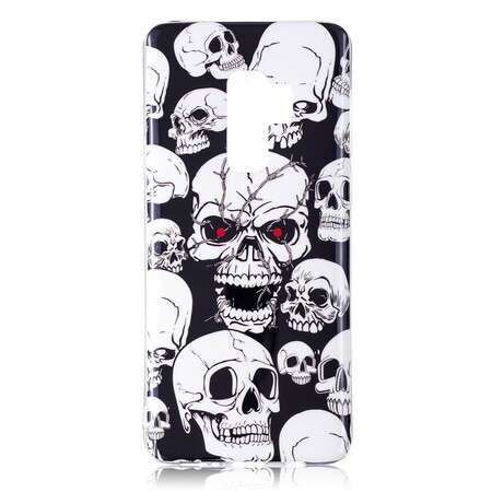 Samsung Galaxy S9 varoitus pääkallot fluoresoiva asia