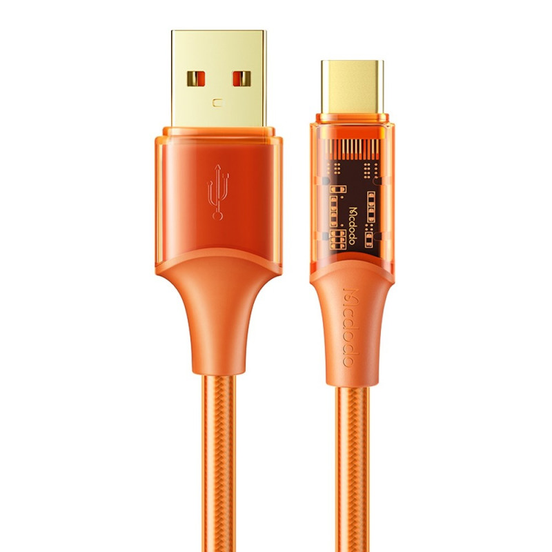 Läpinäkyvä USB-C-tyypin 6A Amber-sarjan 1,8 mja
rin latauskaapeli ja dataolkakantolenkki

 MCDODO