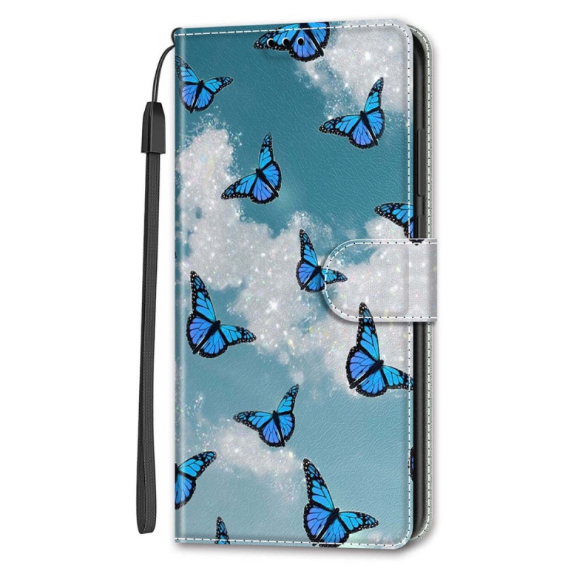 Samsung Galaxy S24 Plus 5G Valkoinen Cloud Suojakuori
 sininen perhosja
 kantolenkki
