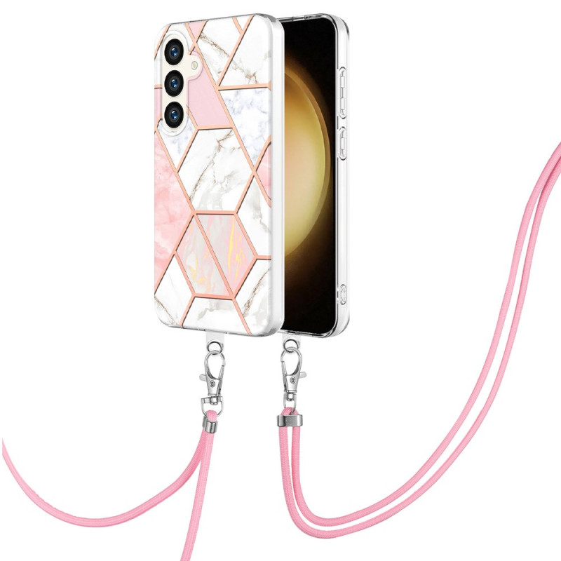 Samsung Galaxy S24 Plus 5G Marmori
 vaaleanpunainen ja valkoinen kantohihna
 Suojakuori

