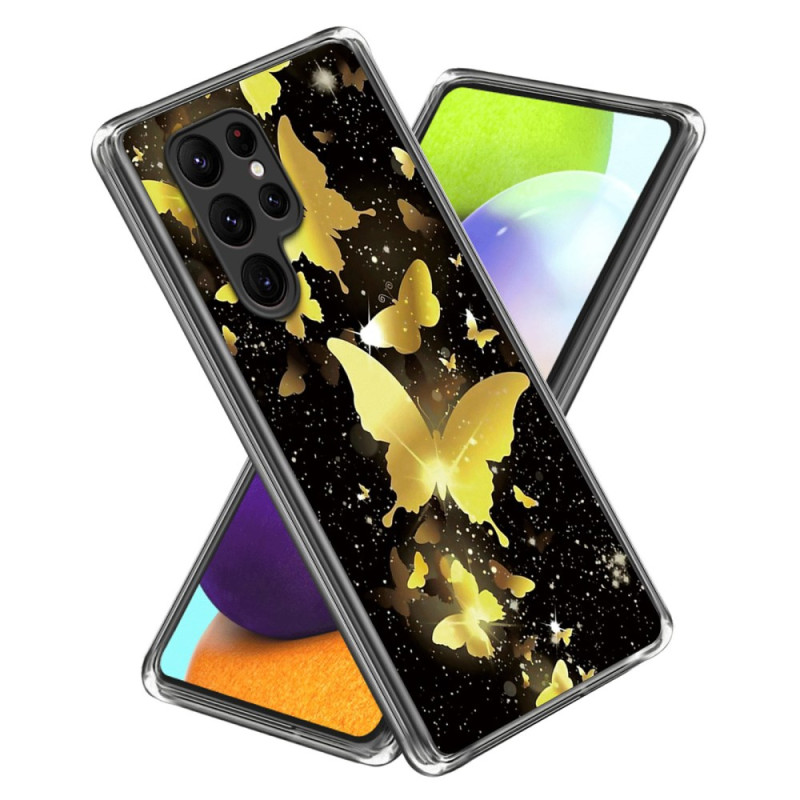 Samsung Galaxy S24 Ultra 5G Gold perhosja
 suojakotelo

