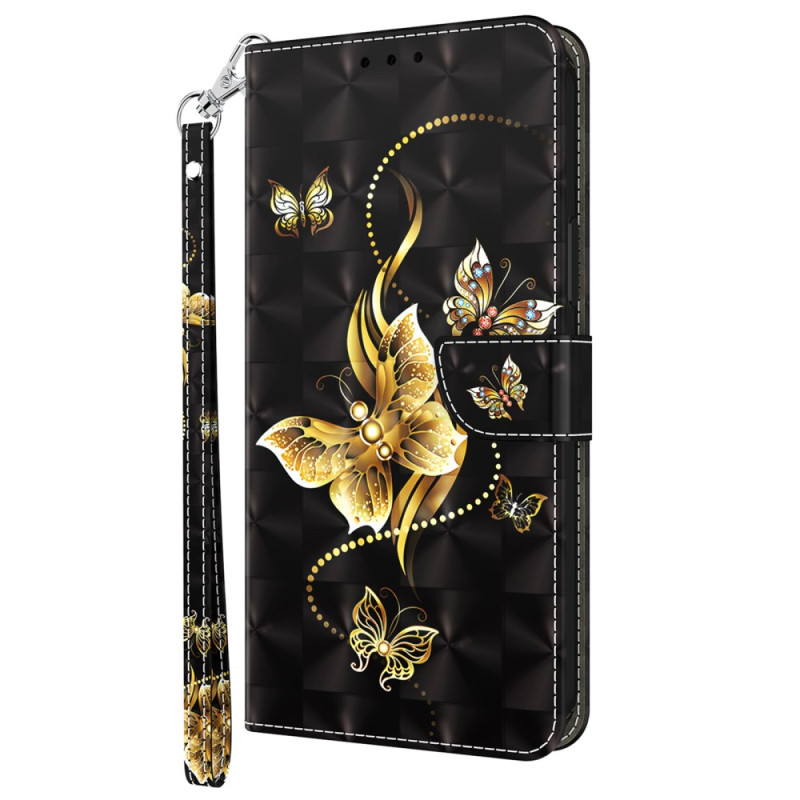 Honor Magic 5 Lite 5G / X9a Gold Butterflies kantolenkki suojakuori