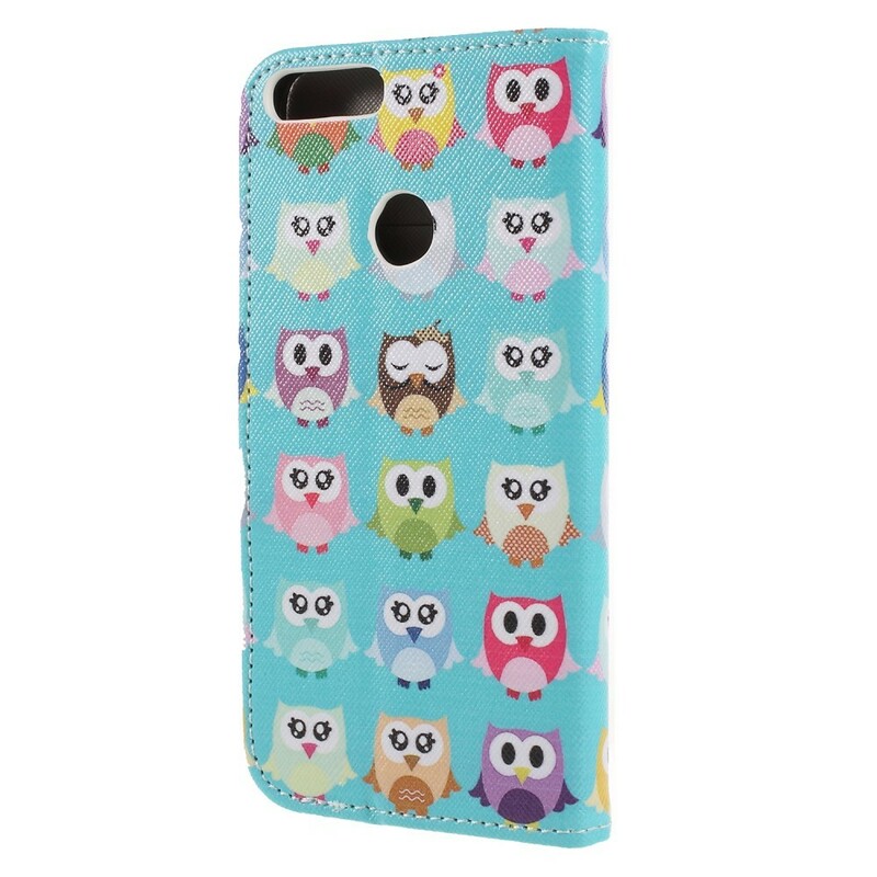 Huawei P Smart Case useita värillisiä pöllöjä