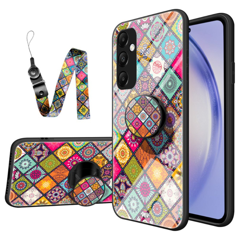 Samsung Galaxy A55 5G Suojakuori
 jalustalla ja Patchwork kantolenkki
