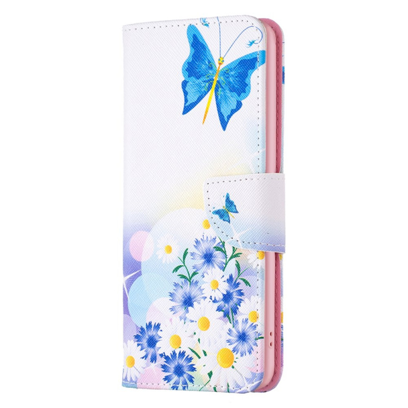 Samsung Galaxy A15 akvarelli perhonen ja kukka suojakotelo
