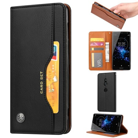 Sony Xperia XZ2 keinonahkainen Flip Cover -korttikotelo