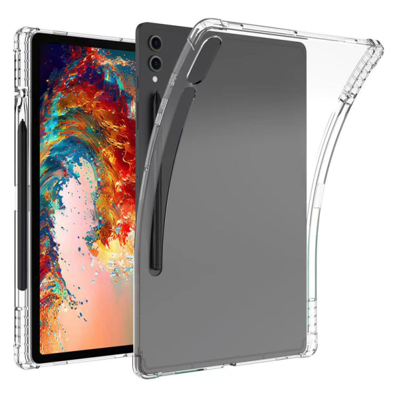 Samsung Galaxy Tab S9 Plus läpinäkyvä
 suojakuori
, jossa on vahvistja
ut kulmat ja kynänpidike