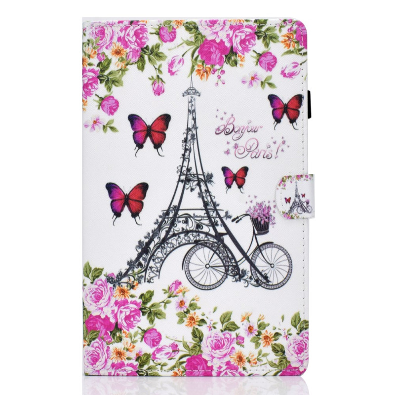 Samsung Galaxy Tab A11 / A9 Suojakuori Kukat ja Eiffel-torni