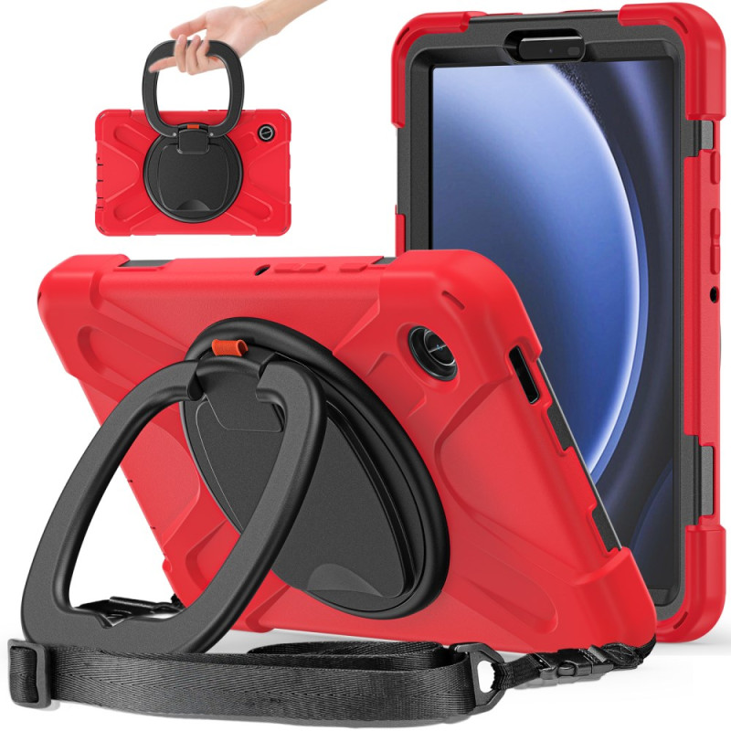 Coque Samsung Galaxy Tab A9 Renforcée Anneau-Support Rotatif et Bandoulière