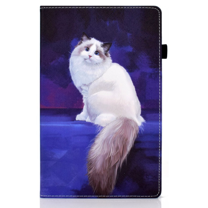Samsung Galaxy Tab A11 Plus / A9 Plus suojakuori Kissa Valkoinen