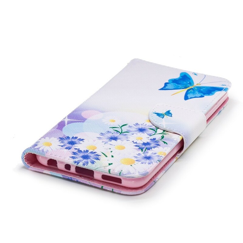 Huawei P Smart Case maalattu perhosia ja kukkia