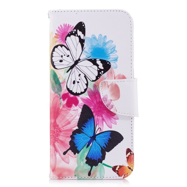 Huawei P Smart Case maalattu perhosia ja kukkia
