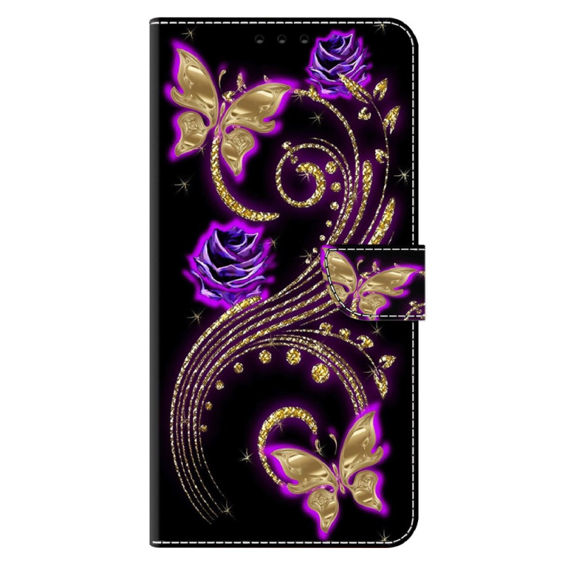 Xiaomi Redmi Note 13 5G Suojakuori
 violetti kukkia ja perhosia