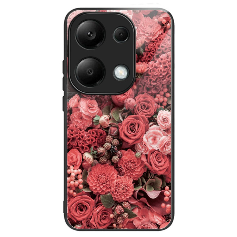 Xiaomi Redmi Note 13 Pro 4G / Poco M6 Pro 4G Hardcover Suojakuori
 Punainen ja vaaleanpunaiset kukat