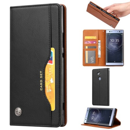 Sony Xperia XA2 keinonahkainen Flip Cover -korttikotelo