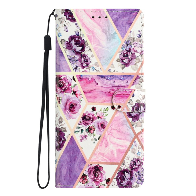 Oppo A98 5G Purple Flowers kantolenkki
 suojakotelo
