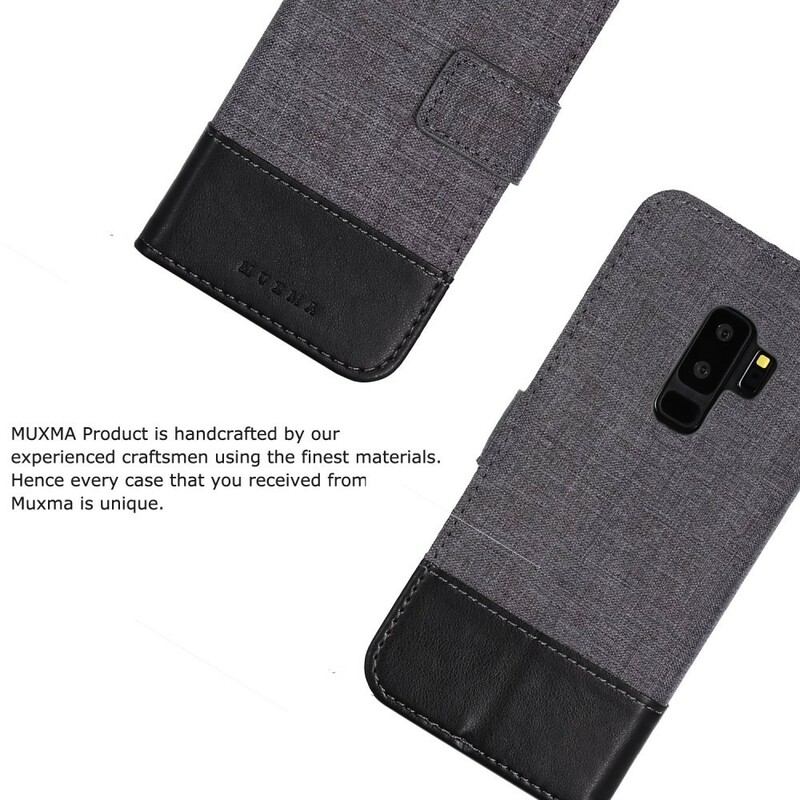 Samsung Galaxy S9 Plus Kotelo Muxma kangas ja nahka vaikutus