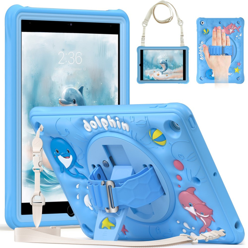 Coque iPad 10.2" (2021) (2020) (2019) Kids Sangle et Support Dauphin