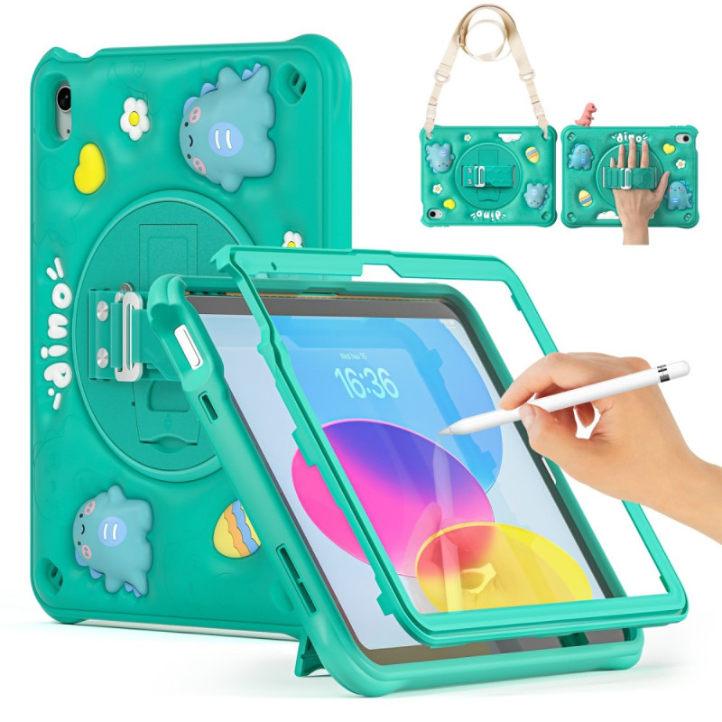 iPad Cover 10.9 (2022) KIds Dinosaurus kantolenkki
 ja jalusta