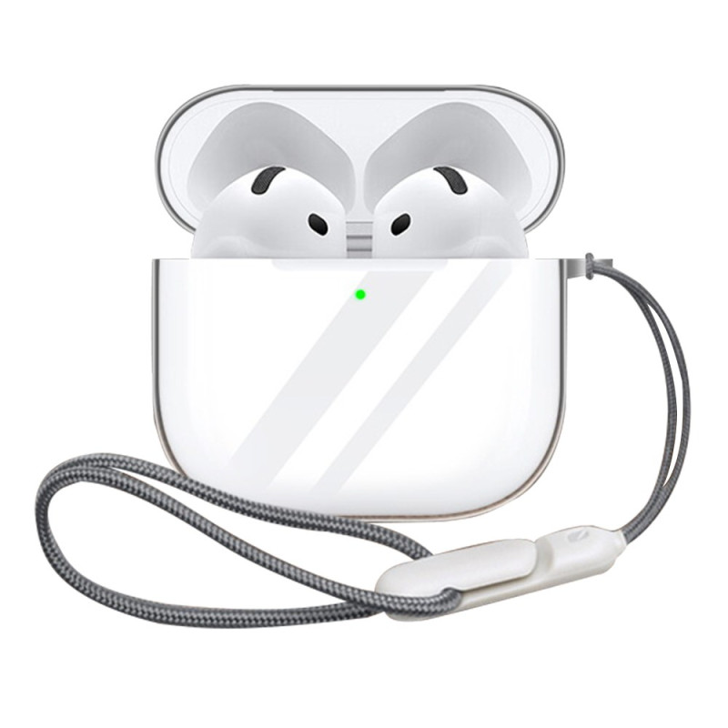 Läpinäkyvä AirPods 4 -suojakuori
, jossa on kantolenkki
