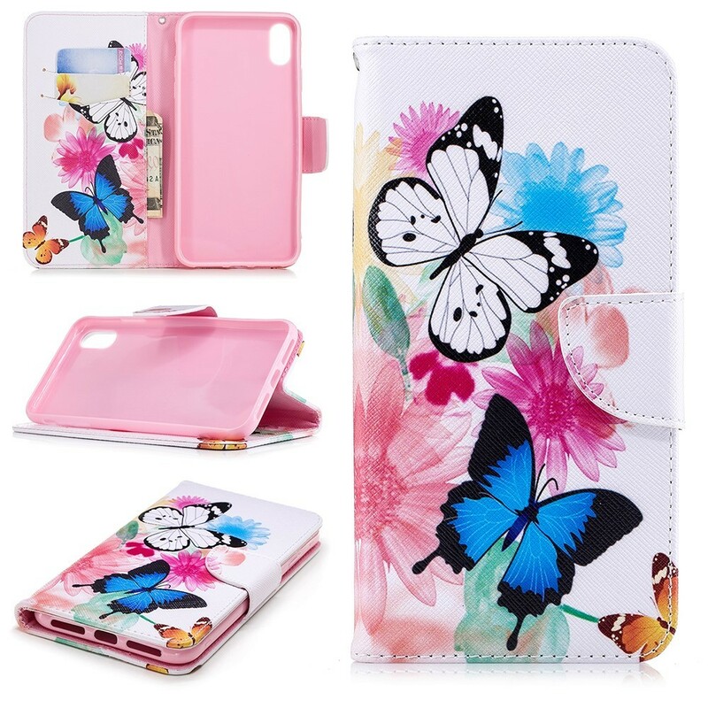 iPhone XS Max Kotelo Maalattu perhosia ja kukkia