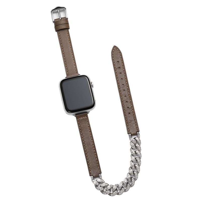 Apple Watch Band Series 46mm - 42mm / SE / Ultra 49mm Nahka ketjulla varustettuna