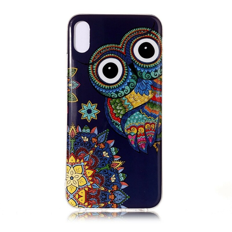 Kotelo iPhone XR Pöllö Mandala Fluoresoiva