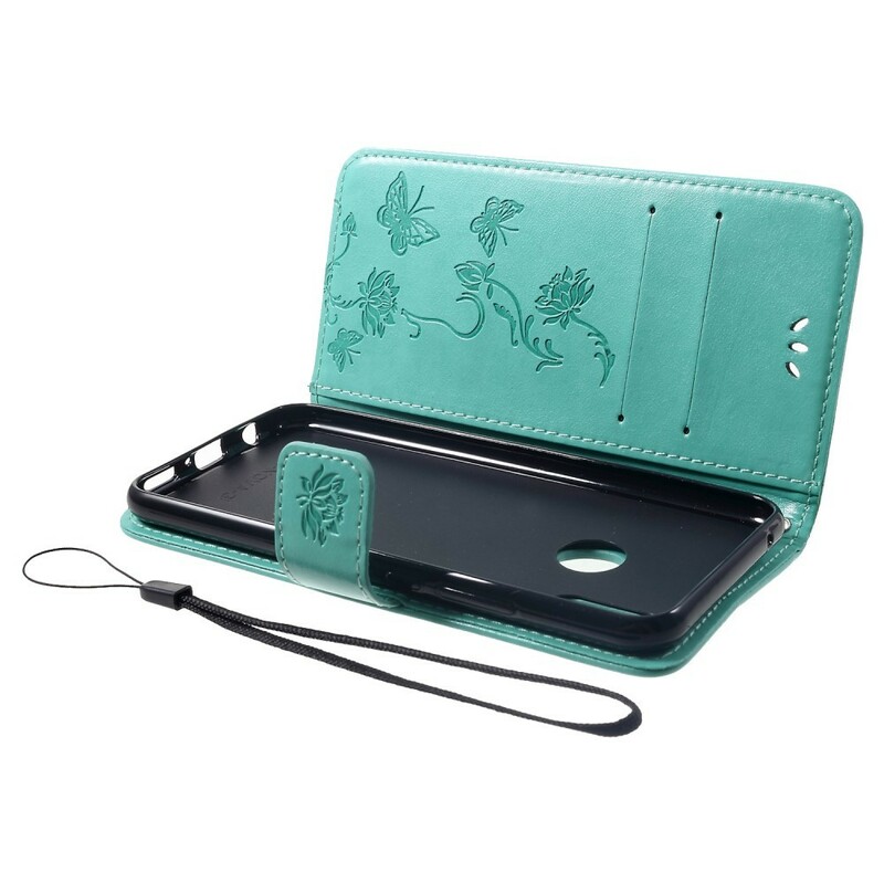 Kotelo Huawei P Smart Plus Perhoset ja kukat hihnalla