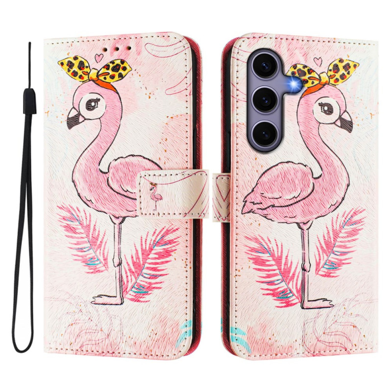 Samsung Galaxy S25 5G vaaleanpunainen flamingo kantolenkki
 suojakotelo
