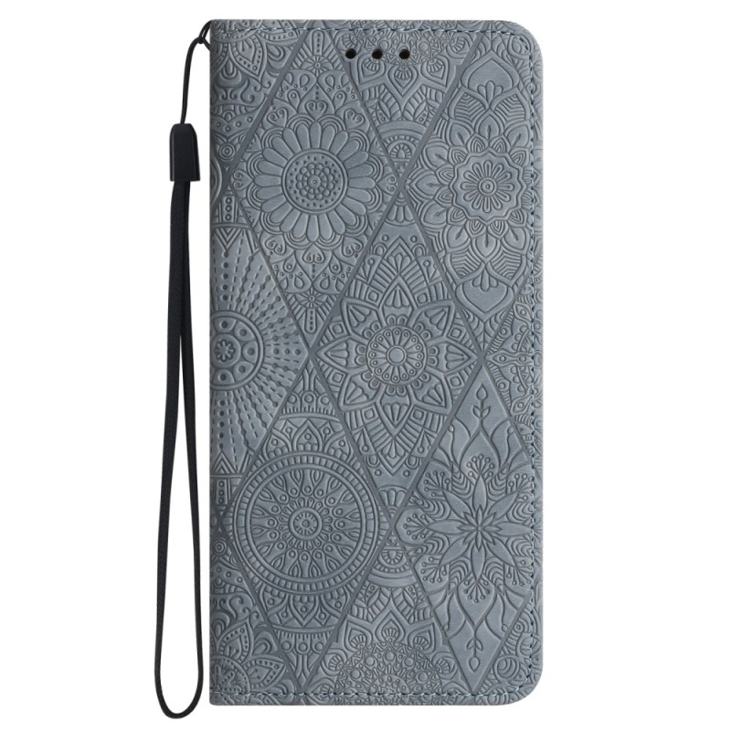 Flip Cover Xiaomi Redmi Note 14 5G Etninen tyyli hihnalla varustettuna