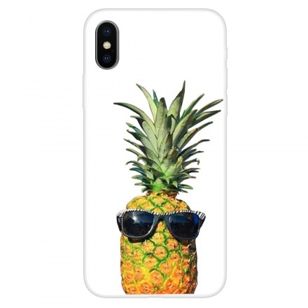 iPhone XS Kirkas kotelo ananas ja lasit
