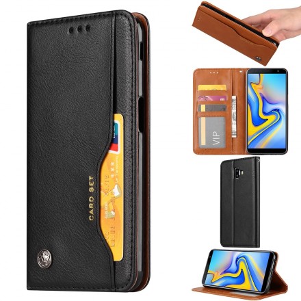 Flip Cover Samsung Galaxy J6 Plus keinonahkainen korttikotelo