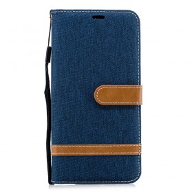 Samsung Galaxy A7 Kangas- ja nahkatehostekotelo, jossa kantolenkki