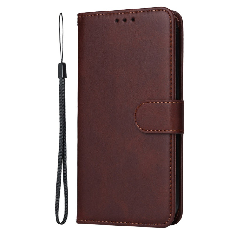 Oppo Reno 13 5G Cover Plain Leather Effect hihnalla varustettuna