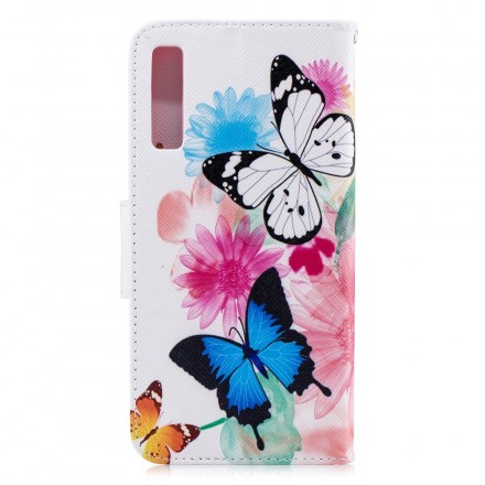 Samsung Galaxy A7 Case maalattu perhosia ja kukkia