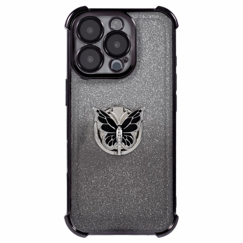 Coque iPhone 16 Pro Support Papillon et Paillettes