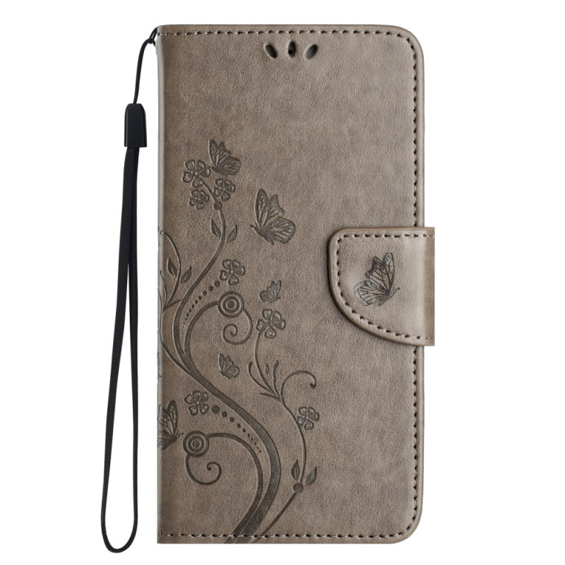 Housse Moto G55 5G Papillons et Fleurs Imprimés