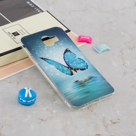 Samsung Galaxy J6 Perhonen Case Sininen fluoresoiva
