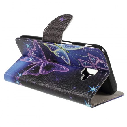 Samsung Galaxy J6 Plus tapauksessa perhosia ja kukkia