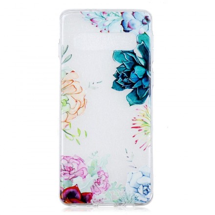 Samsung Galaxy S10 läpinäkyvä akvarelli kukka tapauksessa