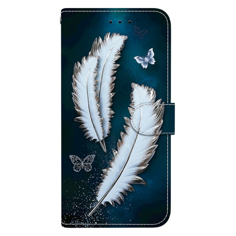 Housse Moto G Power (2025) Plumes Blanches