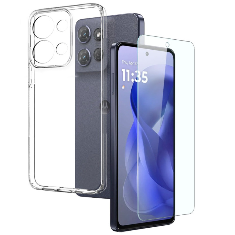 Moto G Power (2025) Läpinäkyvä suojakotelo ja näytönsuojaus