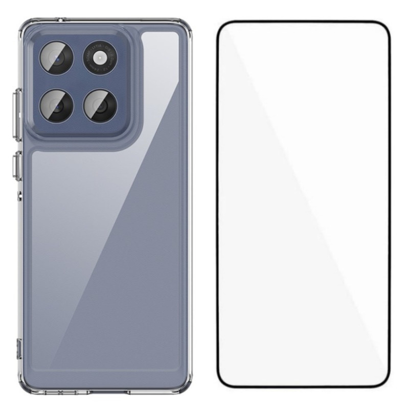 Coque Motorola Edge 60 Fusion Transparente avec Protecteur Écran en Verre Trempé WANLONFENG