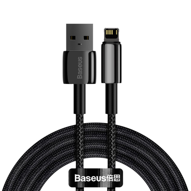 USB ja iP 2M Tungsten Gold -sarjan lataus- ja tiedonsiirtokaapeli (musta) BASEUS - 2m