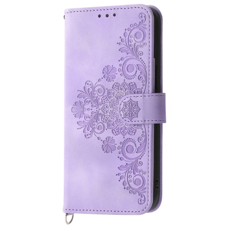 Honor X8b Cover Mokkanahka Effect Lace Pattern hihnalla ja olkahihna