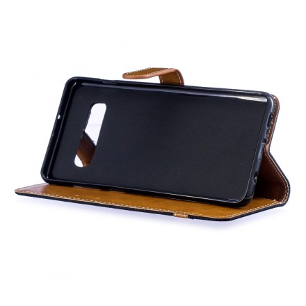 Samsung Galaxy S10 Plus Kangas- ja nahkatehostekotelo, jossa on hihna