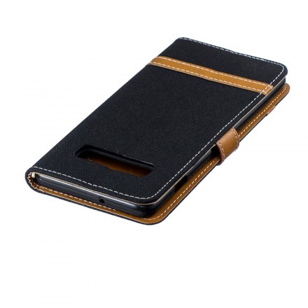 Samsung Galaxy S10 Plus Kangas- ja nahkatehostekotelo, jossa on hihna