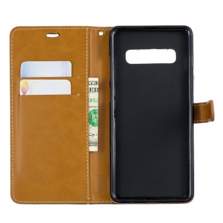 Samsung Galaxy S10 Plus Kangas- ja nahkatehostekotelo, jossa on hihna