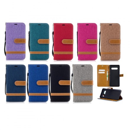 Samsung Galaxy S10 Plus Kangas- ja nahkatehostekotelo, jossa on hihna