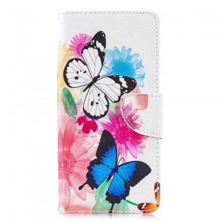 Samsung Galaxy S10 Plus tapauksessa maalattu perhosia ja kukkia